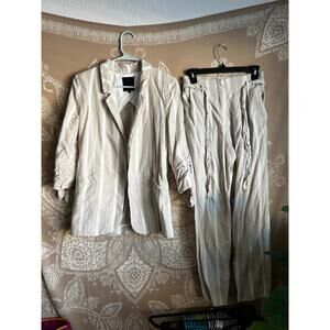 River Island Women’s Cream & White Striped Blazer Suit Set